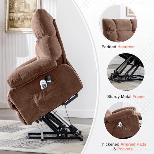 Image of MAHOMICO Power Lift Recliner Chair for Elderly with Vibration Massage and Lumbar Heating, Electric Lift Recliner Sofa with USB Charging Port and Side Pocket for Living Room Comfort