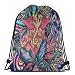Produktbild ERTERT Mysterious Leaf Green Gym Bag Wasserdichte Kordelzugtasche Unisex Leichter Cinch Sack Langlebiger Rucksack mit großer Kapazität für Sportreisen, Wandern, Camping