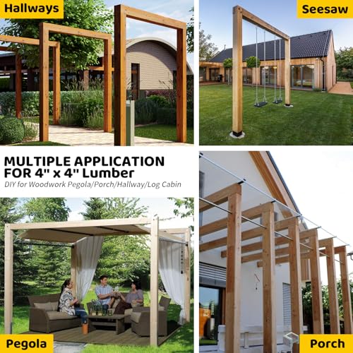 Image of 2-Way Pergola Brackets Kit, DIY L-Shaped Woodwork Brackets for 4 inch x 4 inch (Actual:3.5 inchx3.5 inch) Lumber for Patio Pergolas, Gazebos, Log Cabin W /Hardware - 1 Pack