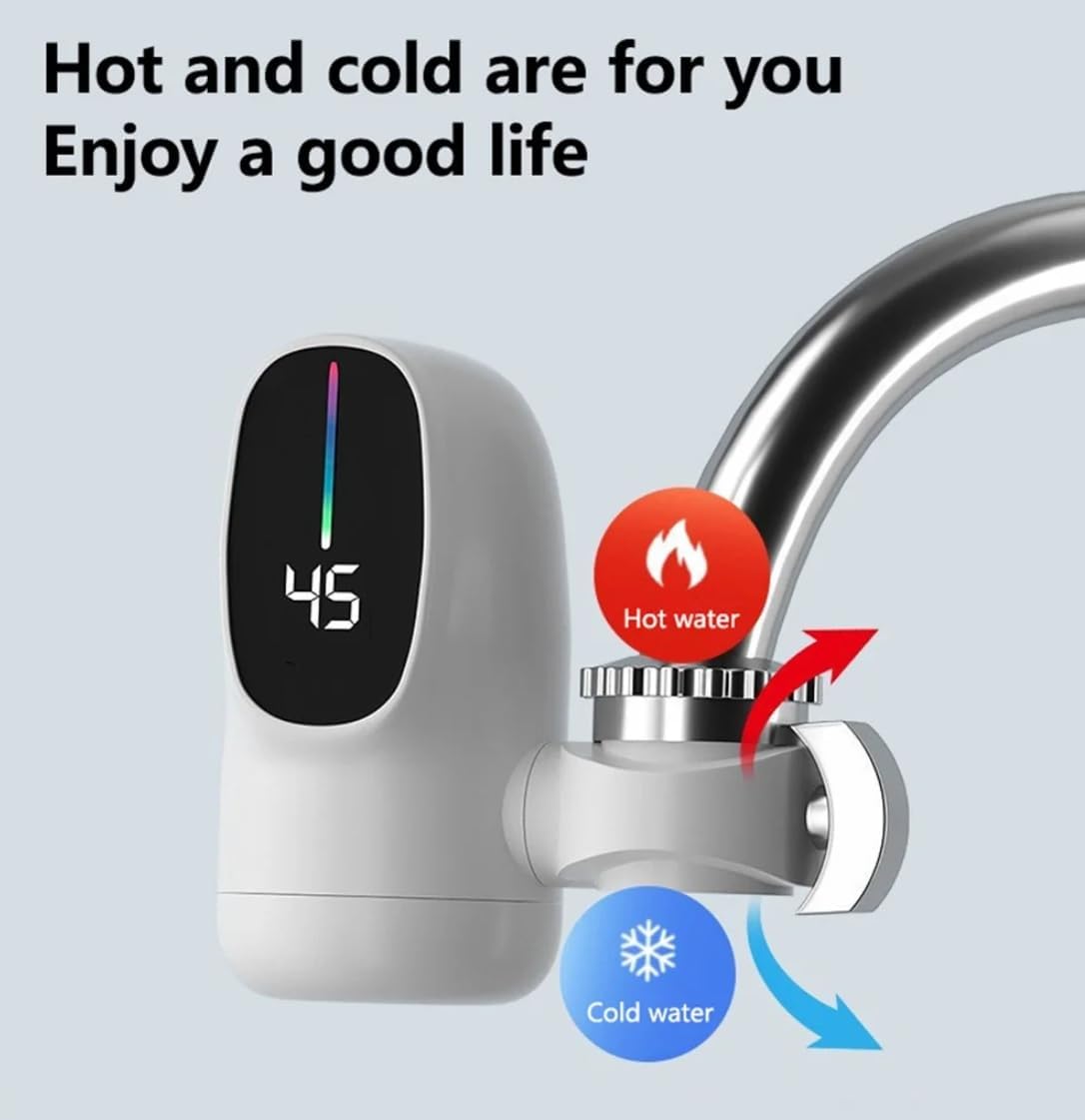 Electric Hot Water Heater Faucet 3000W Hot Cold Mixer Tap 360 Degree Rotation Fast Heating Tap Digital Kitchen Bathroom Supplies