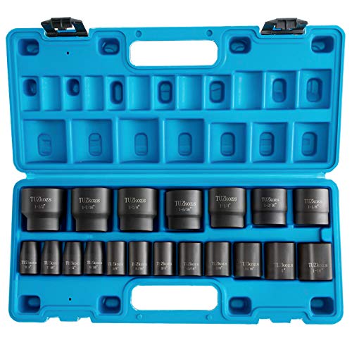 Featured Product TUZkozs 1/2 Inch Drive Impact Socket Set, 19-Piece, SAE,6 Point STANDARD Socket, 3/8 Inch – 1-1/2 Inch, Cr-Mo Alloy Steel, Radius Corner Design, Heavy Duty Storage Case