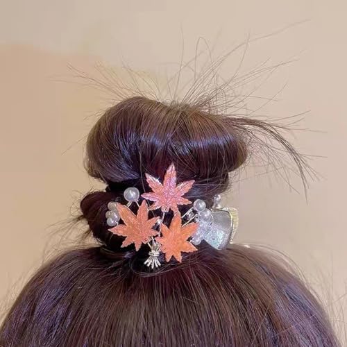 2 Piezas Pinzas para el Cabello con Diseño de Hoja de Arce, Borlas Vintage, Clips Antideslizantes de Metal para Mujer miniatura 4