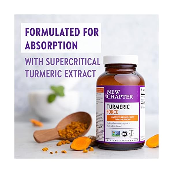New-Chapter-Turmeric-Supplement-One-Daily-Joint-Pain-Relief-Supercritical-Organic-Turmeric-Black-Pepper-Not-Needed-Non-GMO-Gluten-Free-120-Count-4-Month-Supply New Chapter Turmeric Supplement, One Daily, Heart, Brain & Healthy Inflammation Support, Supercritical Turmeric Curcumin Means No Black Pepper Needed, Non-GMO, Gluten Free – 120 Count (4 Month Supply)
