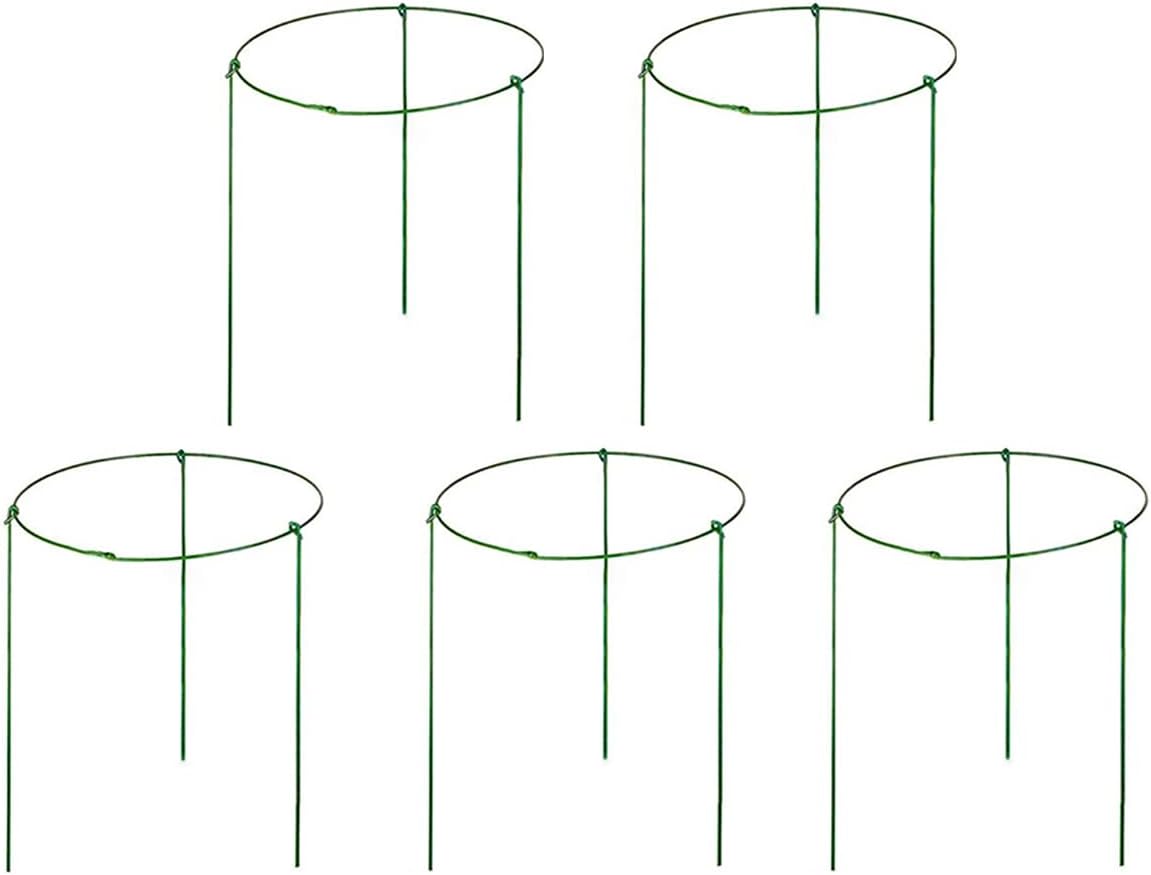 Hanobo 5 Pack Garden Plant Support Rings for Potted Plant, 7.8" Wide x 11" High, 3 Legs