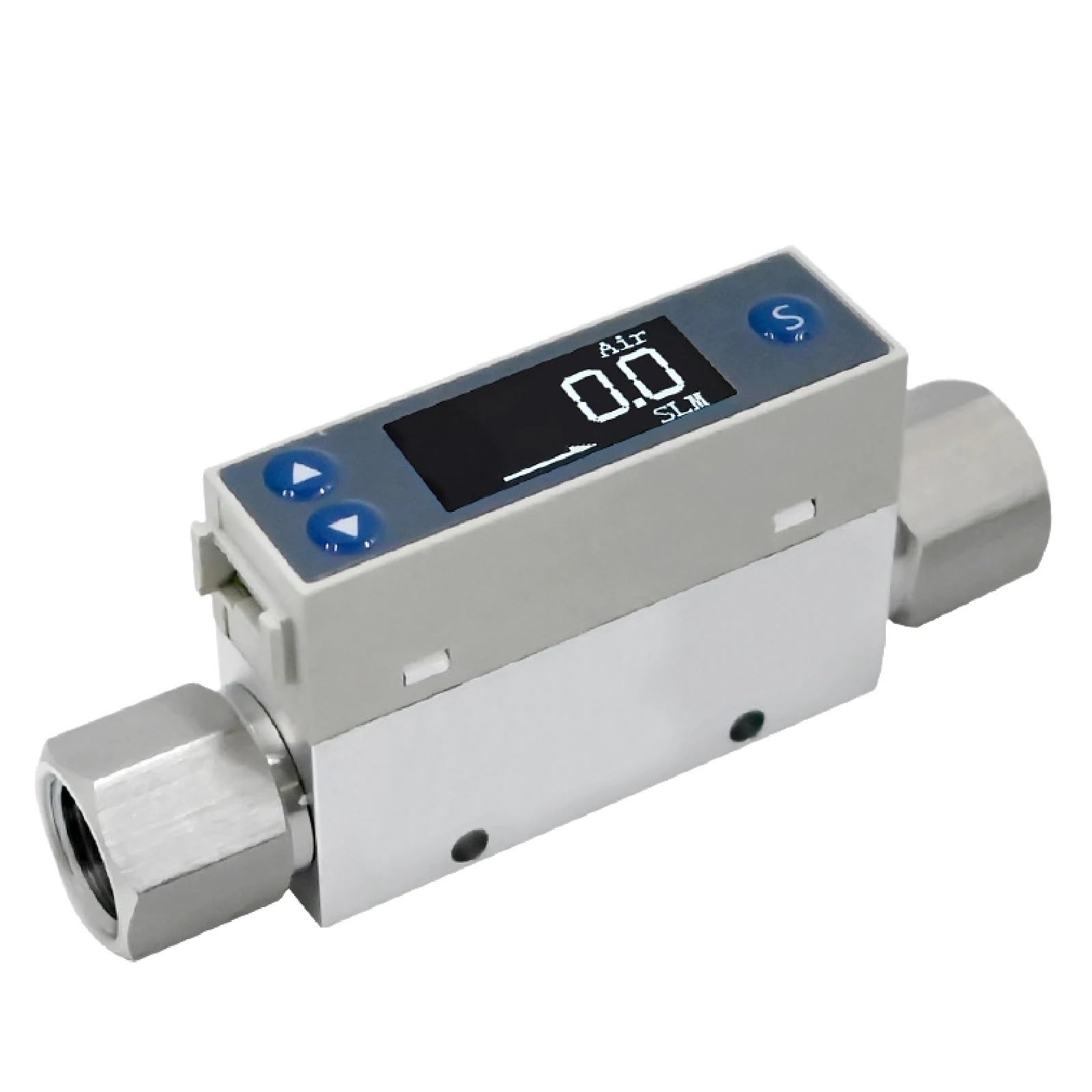 Medidor de caudal de agua, TC5200 Medidor de flujo másico de gas de bajo flujo Sensor térmico 4-20 mA Pantalla digital RS485 for aire, oxígeno, nitrógeno(TC5200-2L-A)
