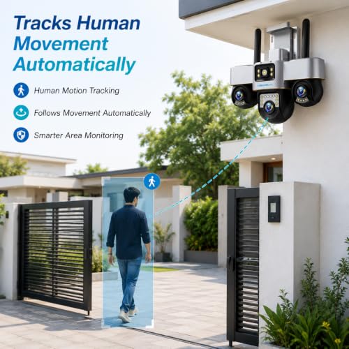 Image of XUGA Cybernautt Z18K WiFi Security Camera, Triple Lens 18MP Total, H.265 AVI, Pan 355 Tilt 90, Human Motion Tracking & Face Detection, Night Vision, 128GB TF Card, Built-in Speaker & Mic 6+6+6MP
