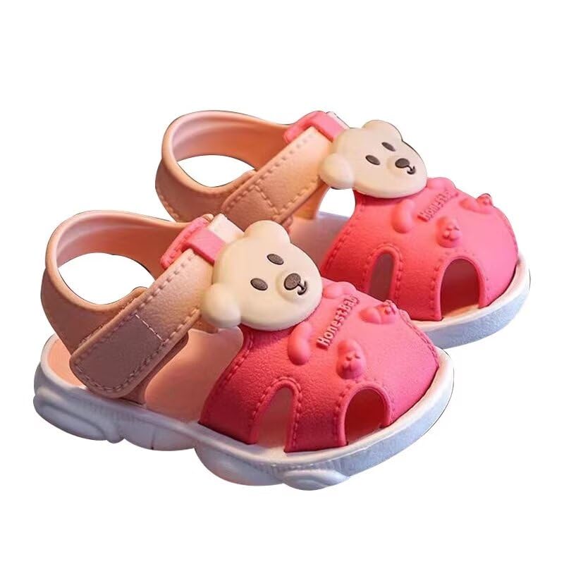 Zonkacen Little Kids Boys Girls Fashion Non Slip Closed Toe Quiet Beach Sandals for Aqua Water Sport Wading Amusement Park Play Games Running Red 5 Toddler