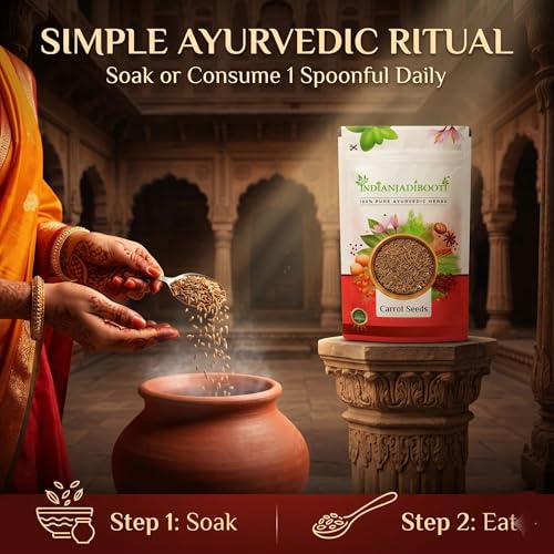 Image of IndianJadiBooti Edible Carrot Seeds | For Good Skin Health & Immunity Benefits - Gajar ke Beej for Eating- Daucus carota | 100 Grams | (Pack Of 2)