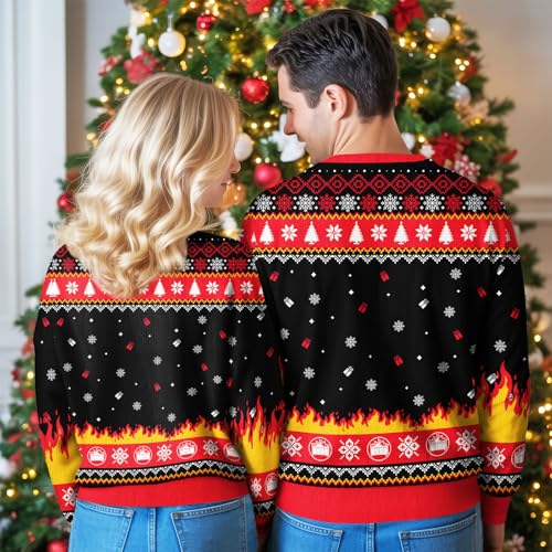 Image of 99TIMORO Its Fine Im Fine Ugly Christmas Sweater for Men and Women, Holiday Pullover Novelty Crewneck Sweatshirt, Festive Outfit Gift