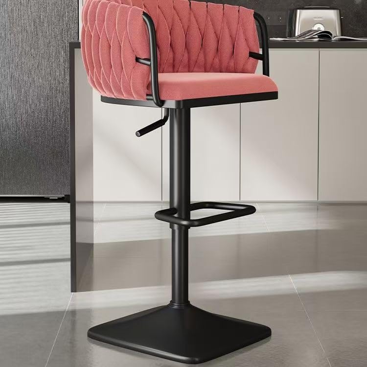 Tabouret de bar pivotant rose et noir réglable avec dossier extra large VZXATYOP