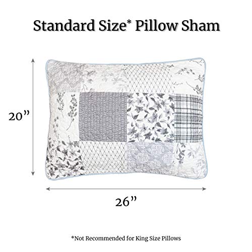 Donna Sharp Pillow Sham - Silver Branch Contemporary Decorative Pillow Cover With Square Patchwork thumb #2