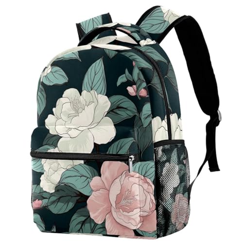 Sac à dos blanc Camellia 29x20x40cm pour adolescentes et étudiantes
