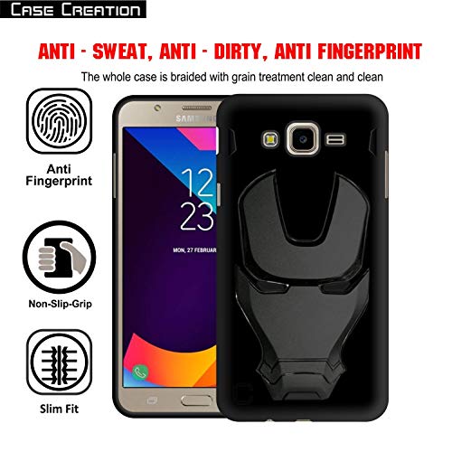 Image of COVERLY Official 3D Touch Feel Trending Real Hero Avenger Logo Mask Soft Rugged Grip Iron Man Super Power Cartoon Movie Silicone Matte Strong Back Cover for Samsung Galaxy J2 2018 -Black