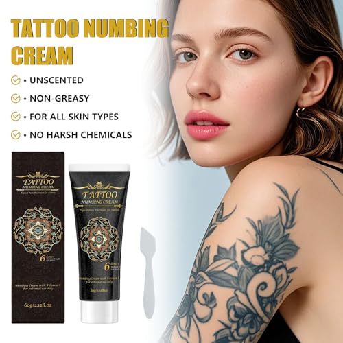 Tattoo Numbing Cream(2.12fl.oz/60g),6-8 hours Maximum Strength,Painless Tattoo Numbing Cream,Contains vitamin E, Mint, Licorice,Suitable for Tattoos, Piercings, Hair Removal, Microneedle,Hemorrhoids