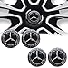 9-Piece Set 65mm MB Emblem Badge Sticker Wheel Hub Caps Centre Cover +Tire Valve Stem Caps Cover with MB Keychain for MB. (MB Black)
