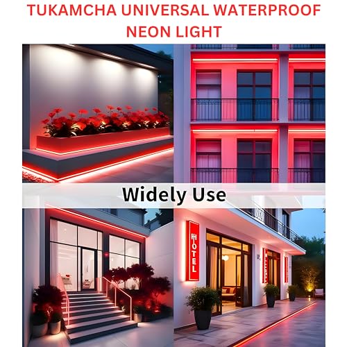Image of 16.4 Feet LED Neon Strip Lights, with 12V Adapter, Waterproof IP65, Silicone Flexible Rope Light for Home Decor | Led Strip Lights | Neon Lights | 5 Meter | (RED)