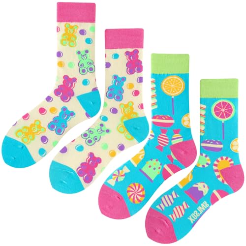 Image of 2 Pairs Cartoon Animal Crew Socks Fun Cotton Mid Calf Socks for Women