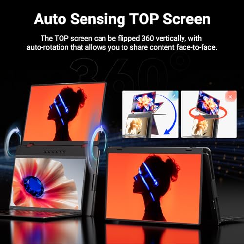 Image of LXU Laptop Screen Extender Quad Monitor 14 inch 1200P | 1 Cable for 4 Screens, Triple Extended Monitor for Laptops 12~17.3 inch, Adaptive Top Screen, Need Driver, S780