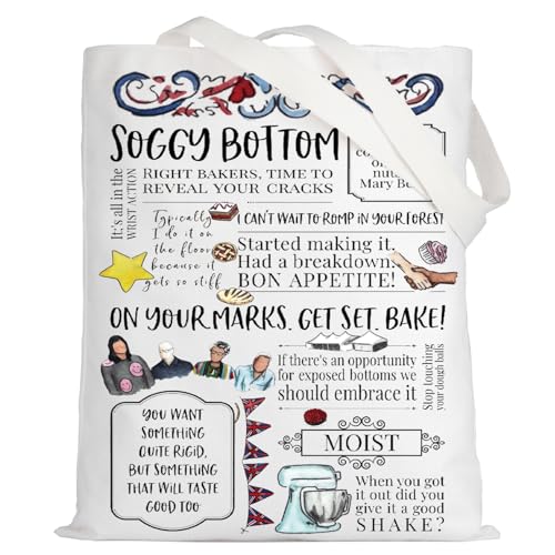 LEVLO GBBO Bake Quote Tote Bag Noel Fielding Fans Gift Star Baker Shoulder Bag Dame Prue Fans Gift (Soccy Bottom Tote)
