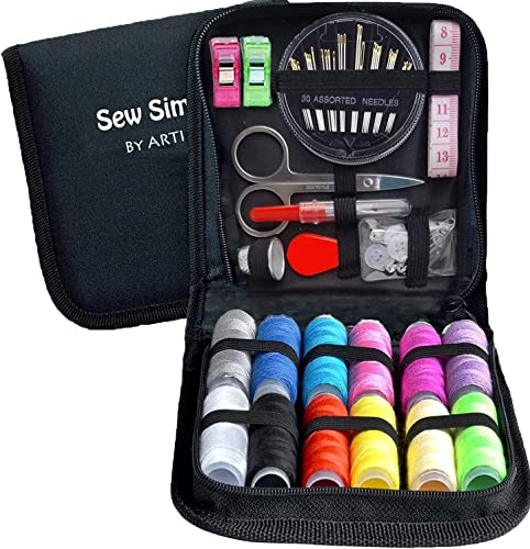 Image of ARTIKA Travel Sewing Kit, 59-Piece Portable Kit for Travel, Includes Scissors, Thread, Tape Measure - Sewing Accessories and Supplies