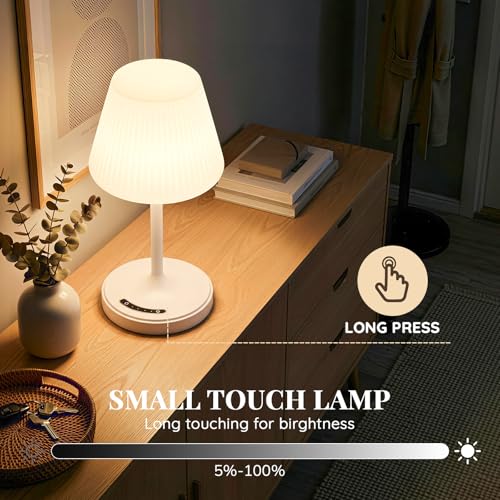 Image of Waterproof Shower Lamp Outdoor Cordless Table Lamp, 3 Color Dimmable -White | touch dimmable, weighted base, bathroom shower light, patio dinner, RV camping, charge your phones, memory night light