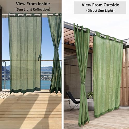 Image of HIPPO 160 GSM Outdoor Sun Blocking Balcony Eyelet /Grommet Curtains Sun & UV Protection, Light Filtering 4.5FTX9FT Long Door Curtain (Camouflage-Green)