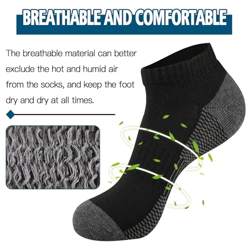 COOVAN 10 Pack Mens Ankle Low Cut Socks Athletic Cushion Casual Socks4