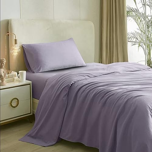 Naksh 100 Cotton Plain 300 TC Bedsheets for Single Bed, Mauve 1 Pure