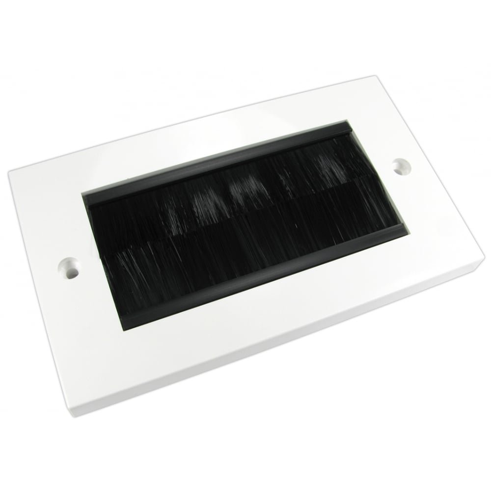 Ex-Pro 2 Gang Black Ex-Pro® White Double Gang Brushplate With Black Brushes/Brush Strip Wallplate/Wall Plate/Faceplate Cable Tidy By For Wall Mounted Plasma Tv Etc