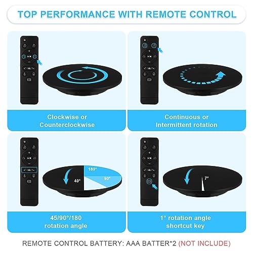 Motorized Rotating Display Stand, Remote Control Rotating Display Stand, 360 Degree Mute 330 Lbs Load Electric Rotating Platform for Photography Products, Live Video Show, Angle Speed, Wired