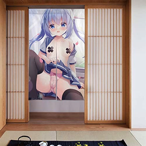 カーテン ごちうさ チノ のれん 暖簾 間仕切りカーテン おしゃれ ロング かわいい アニメ 目隠し 壁飾り 突っ張り棒カーテン 省エネ 断熱 防寒 模様替え 遮光 リビング 玄関 戸口