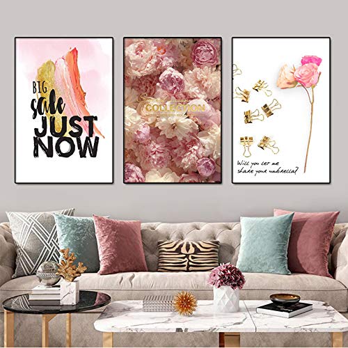 Peinture sur toile pivoine nordique 50x70 cm sans cadre moderne