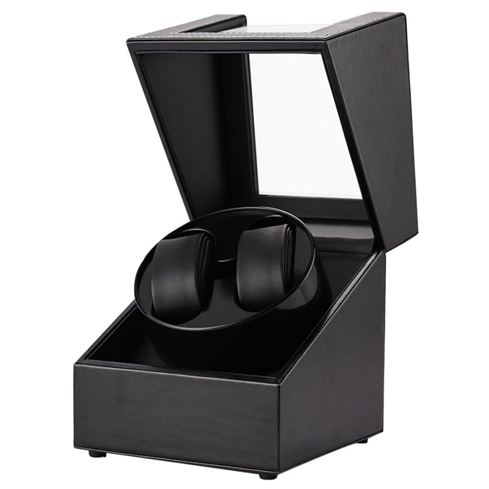 Enrollador de reloj doble para relojes automáticos, caja de cuero, 2 ranuras, para hombre