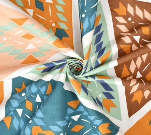 Image of NHD HOME Premium Cotton Elastic Fitted Bedsheets with 2 King Size Pillow Covers | Double Bed with All Around Elastic 180 TC Supersoft /Breathable| Size-78 X 72+8 inches| Abstract Beige Blue