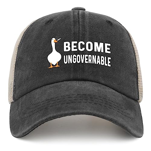 Image of Funny Goose Hat Silly Goose On The Loose Trucker Hat Women Vintage Mesh Cap for Summer
