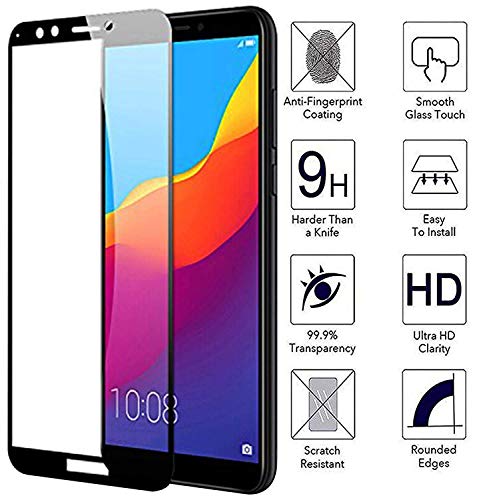 Image of Screen Protector for Huawei Honor Y7 Prime 2018 (Black) Tempered Glass Edge-to-Edge 6D Screen Guard With Installation Ki
