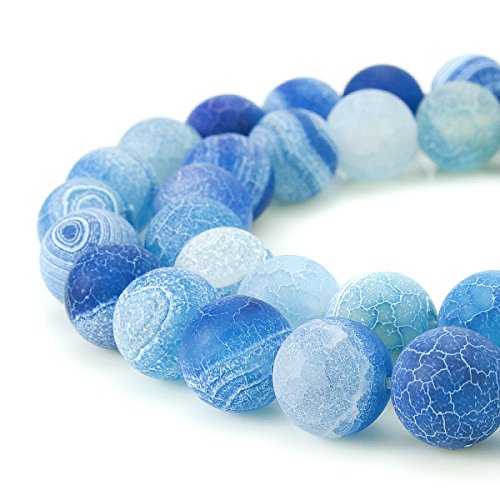 Beadnova esmerilado pulir Cracked Ágata mate Gemstone Gem Strand redondo sueltos cuentas para fabricación de joyería resultados accesorios