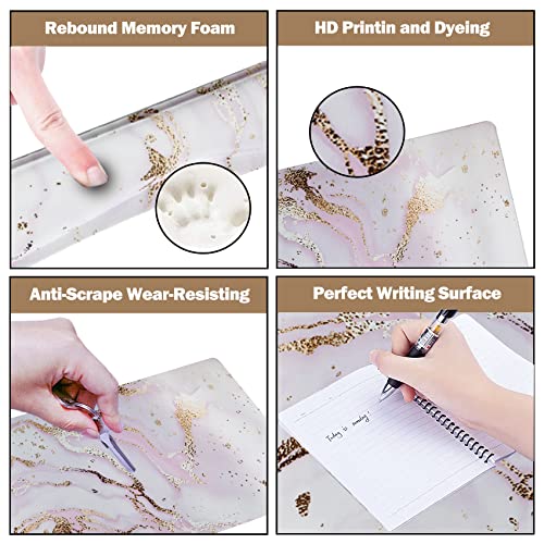 Image of ARTSO Large Gaming Mouse Pad, Keyboard Wrist Rest Pad & Wrist Support Mousepad Set, Stitched Edge, Extended, Non-Slip Base, Memory Foam,Multifunctional Desk Mat 4pcs for Office & Home, Pink Marble