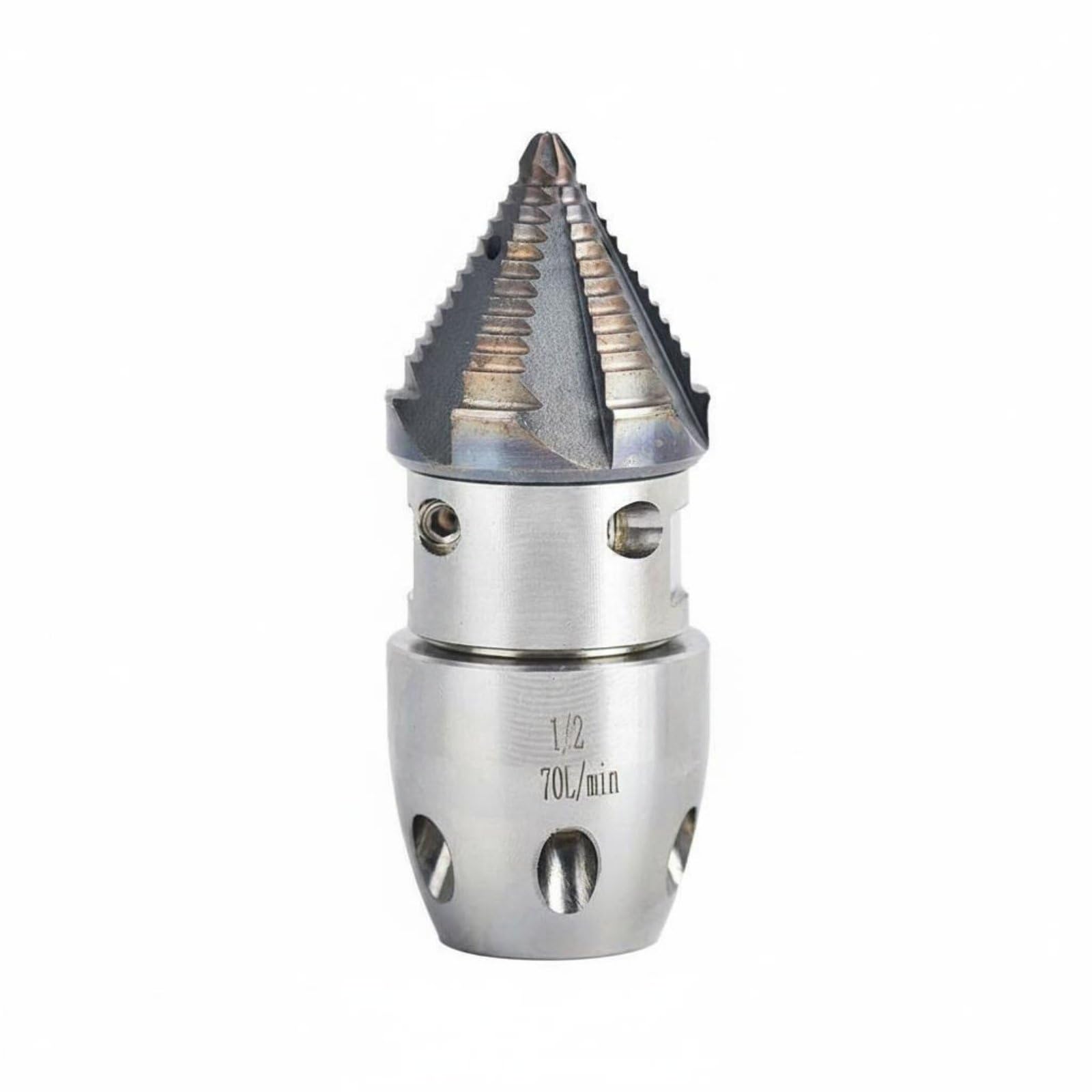 Tobera Limpiadora de Drenaje Alta Presión Cabezal Limpiador de Alcantarillado Limpieza Profunda Tobera Acero Inoxidable para Tuberías, Desagües, Tipo De Torre 1/2, 70L, 150KG