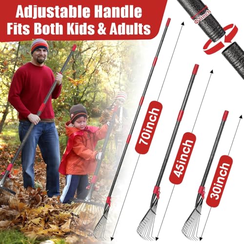 Rastrillo de jardín plegable con mango extensible metálico miniatura 4