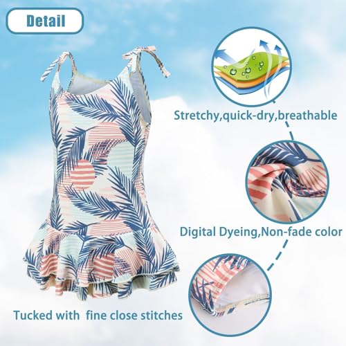 Image of Girls One Piece Swimsuits Halter Ruffled Bathing Suit for Kids Hawaiian Swimwear Leopard Swim Dress 3-16 Years