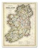 1844 Ireland Map - 11x14 Unframed Art Print - Great Vintage Irish Home Decor Under $15