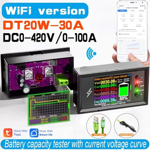 Testeur de capacité de batterie au lithium DT20W Tuya WiFi DC 0-420V 30A - 7