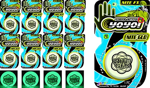 JA-RU Glow in The Dark Yoyo for Kids (8 Yo-Yos) – Beginner Friendly Responsive Yoyo, Bulk Party Favors, Classroom Prizes, Goodie Bag Stuffers,...