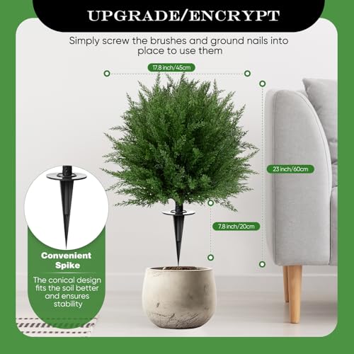 FAJUNZH Artificial Topiary Bushes for Outdoors with Spike, Boxwood Ball Fake Shrubs UV Resistant Faux Plants for Indoor Outdoor Fall Thanksgiving Halloween Decor - image 3