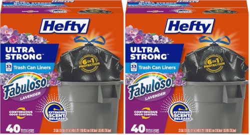 Image of Hefty Ultra Strong 33 Gal Trash Bags, Black, Fabuloso Lavender, 40 Count (Pack of 2)