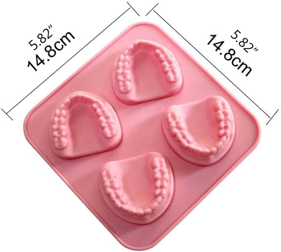 Molde de Hielos en Silicona con Forma de Dientes Color Rosa miniatura 2