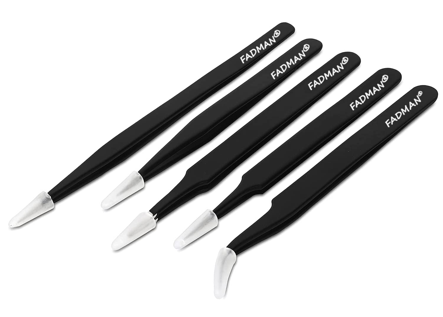 Fadman 5 in 1 Satinless Steel Tweezer Set (Powder Coated).