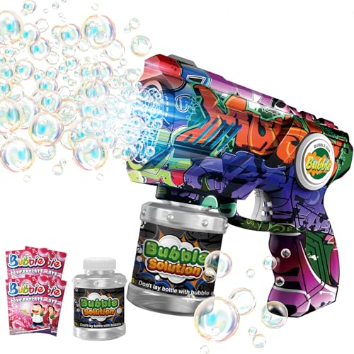 VORBLIX Bubble Gun for Kids with LED Lights & Leak-Proof Design, 10-Hole Automatic Bubble Machine...