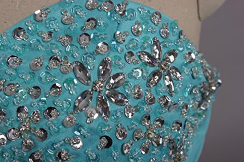 ANTS Women's Gorgeous Strapless Rainbow Quinceanera Dresses Ruffle Prom Gowns Size 20W US Turquoise - Thumbnail 6